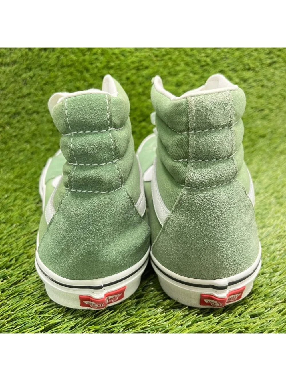 Vans Sk8-Hi Mens Size 11 Shale Green White Athletic Suede Skate Shoes Sneakers
